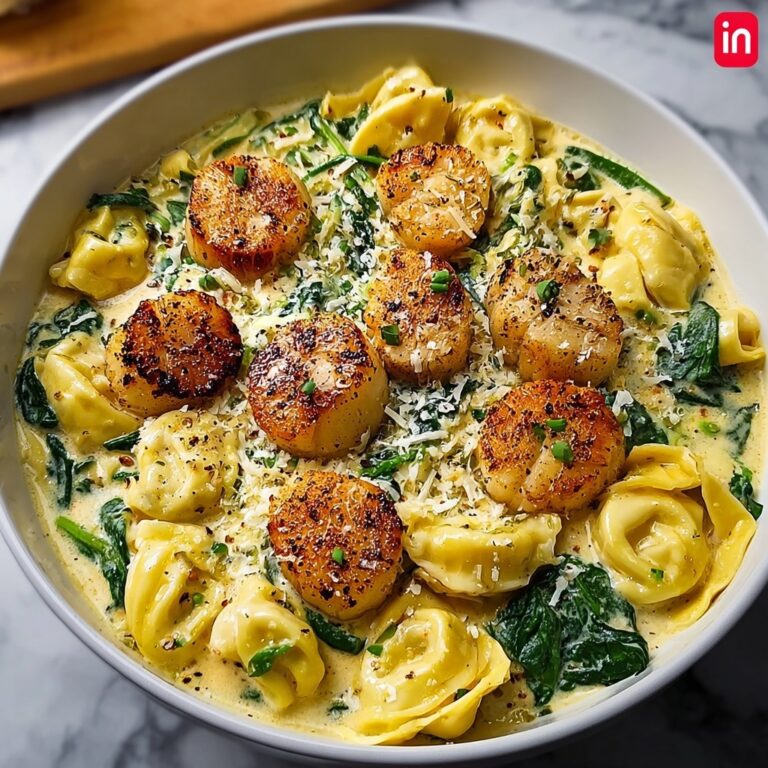 Indulgent Creamy Chicken Tortellini with Spinach and Garlic Parmesan Recipe